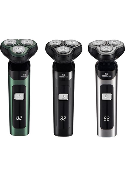 Elektrikli Tıraş Makinesi LCD Dijital Ekran Üç Başlıklı Yüzen Şarj Edilebilir Akıllı Tıraş Makinesi Su Geçirmez Tıraş Makinesi Tip-C Şarjlı Yeşil (Yurt Dışından) modelleri