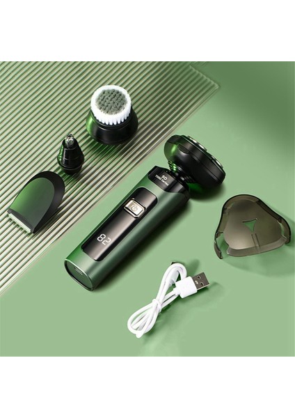 Elektrikli Tıraş Makinesi LCD Dijital Ekran Üç Başlıklı Yüzen Şarj Edilebilir Akıllı Tıraş Makinesi Su Geçirmez Tıraş Makinesi Tip-C Şarjlı Yeşil (Yurt Dışından) fırsatları