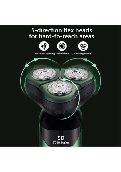 Elektrikli Tıraş Makinesi LCD Dijital Ekran Üç Başlıklı Yüzen Şarj Edilebilir Akıllı Tıraş Makinesi Su Geçirmez Tıraş Makinesi Tip-C Şarjlı Yeşil (Yurt Dışından) indirimleri