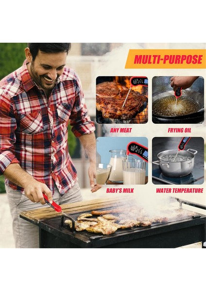 Dijital Et Termometresi, Anında Okunan Katlanabilir Problu Gıda Termometresi, Ev Dış Mekan Için Pişirme Termometresi (Yurt Dışından) fırsatları