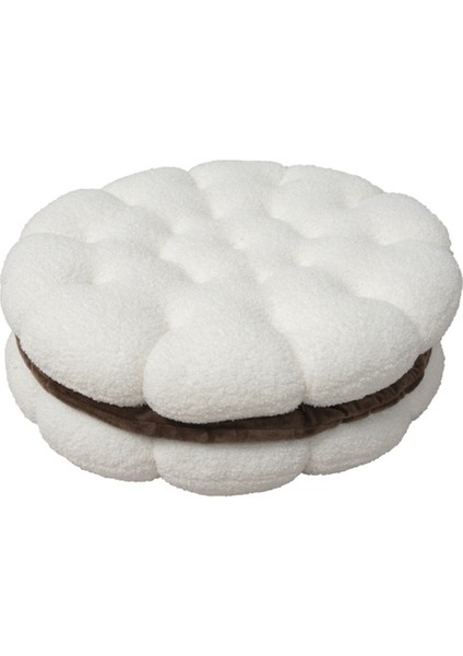 Yuvarlak Atma Yastığı Peluş Kurabiye Yer Minderi Bisküvi Kalın Oturma Minderi Yuvarlak Yer Yastığı Yoga Meditasyon Minderi-A (Yurt Dışından)