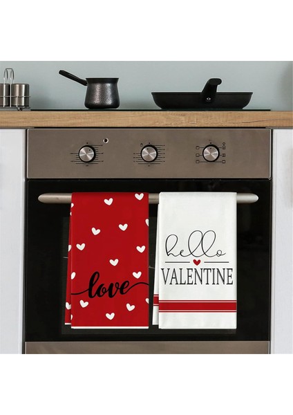 Sevgililer Günü Mutfak Havlusu 2'li Set, Sevgililer Günü Aşk Temalı Bulaşık Havluları 3D Baskılı Havlular (B) (Yurt Dışından) fiyatları