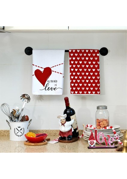 Sevgililer Günü Mutfak Havlusu 2'li Set, Sevgililer Günü Aşk Temalı Bulaşık Havluları 3D Baskılı Havlular (B) (Yurt Dışından) modelleri
