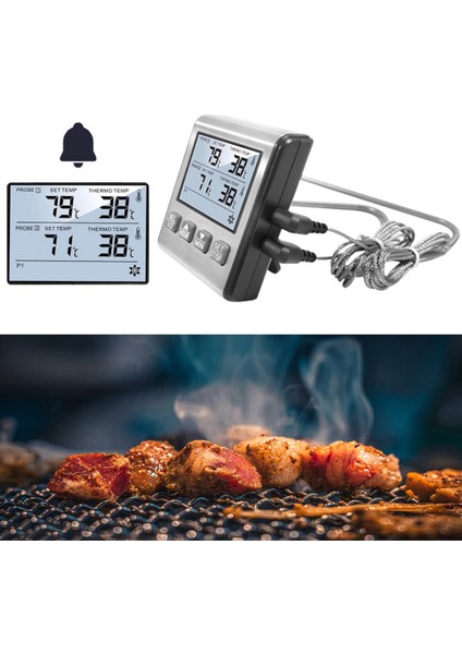 TP710S Dijital Termometre Fırın Tütsüleme Mutfak Pişirme Izgara Et Barbekü Termometresi Iki Problu (Yurt Dışından) fiyatları