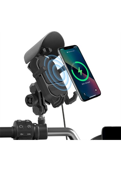 Telefon Tutucu 15W Kablosuz Şarj Cihazı USB Qc3.0 Hızlı Şarj Bisiklet Akıllı Telefon 360° (Yurt Dışından)