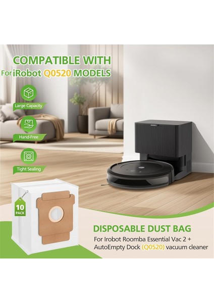 Irobot Roomba Essential Vac 2 Q0520 Robot Süpürge Parçaları Yedek Parçalar Için Toz Torbaları Dokumasız Çöp Torbası 12 Adet (Yurt Dışından) modelleri