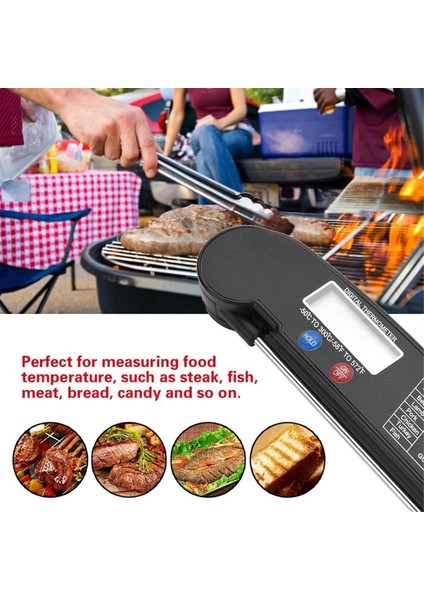 LCD Dijital Gıda Et Termometresi Katlanabilir Prob Hindi Balık Sığır Et Mutfak Pişirme Barbekü Izgara Sıcaklık Test Cihazı (Yurt Dışından) fiyatları