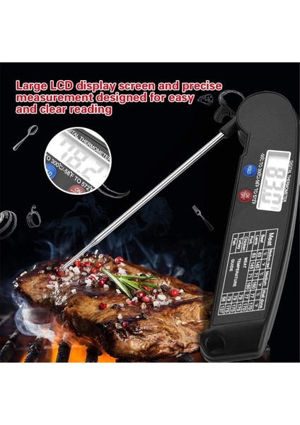 LCD Dijital Gıda Et Termometresi Katlanabilir Prob Hindi Balık Sığır Et Mutfak Pişirme Barbekü Izgara Sıcaklık Test Cihazı (Yurt Dışından) fırsatları