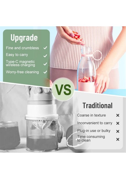 Taşınabilir Meyve Suyu Blenderı Taşınabilir Şarj Edilebilir Meyve Suyu Sıkacağı Kupası Seyahat Kupası ve Kapaklı Meyve Suyu ve Smoothie Yapımı Için 420ML B (Yurt Dışından) fırsatları