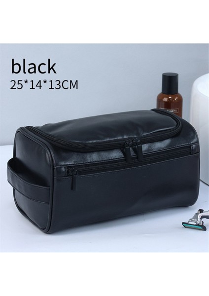 Unisex Vintage Lüks Tuvalet Çantası Seyahat Gerekli Iş Kozmetik Makyaj Çantaları Askılı Depolama Düzenleyici Çantalar Siyah (Yurt Dışından) modelleri