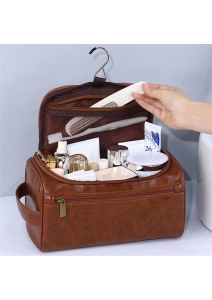 Unisex Vintage Lüks Tuvalet Çantası Seyahat Gerekli Iş Kozmetik Makyaj Çantaları Askılı Depolama Düzenleyici Çantalar Siyah (Yurt Dışından) indirimleri