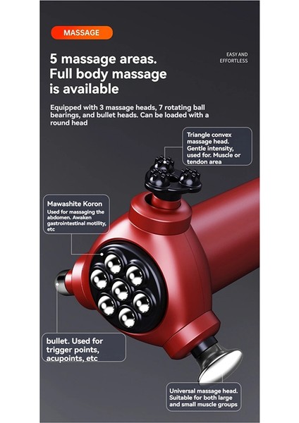 Elektrikli Üç Başlı Çok Işlevli Fasya Aleti Masaj Aleti Rahatlama, Masaj, Fitness ve Kas Gevşemesi Için B (Yurt Dışından) fırsatları