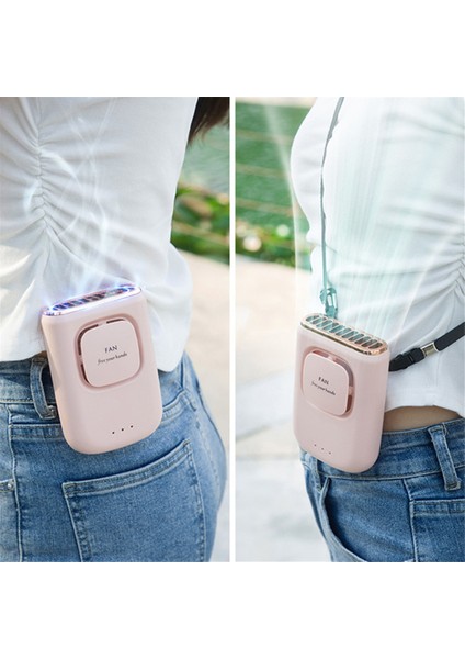 Taşınabilir Vantilatör, Kişisel Bel Vantilatörü, Eller Serbest Boyun Askılı Vantilatör, Kamp ve Inşaat Alanları Için Giyilebilir Kemer Vantilatörü, Pembe (Yurt Dışından)