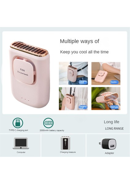Taşınabilir Vantilatör, Kişisel Bel Vantilatörü, Eller Serbest Boyun Askılı Vantilatör, Kamp ve Inşaat Alanları Için Giyilebilir Kemer Vantilatörü, Pembe (Yurt Dışından) indirimleri