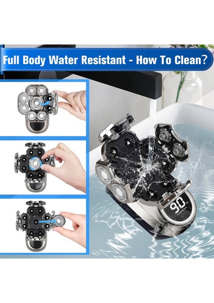 Kafa Tıraş Makinesi, 9d Elektrikli Tıraş Makinesi IP67 Su Geçirmez LED Ekranlı Döner Başlıklı Sakal Tıraş Makinesi, Erkekler Için Elektrikli Tıraş Makinesi (Yurt Dışından) modelleri