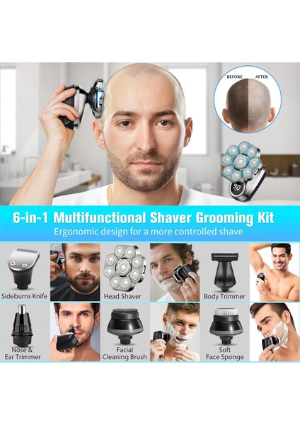 Kafa Tıraş Makinesi, 9d Elektrikli Tıraş Makinesi IP67 Su Geçirmez LED Ekranlı Döner Başlıklı Sakal Tıraş Makinesi, Erkekler Için Elektrikli Tıraş Makinesi (Yurt Dışından) fırsatları