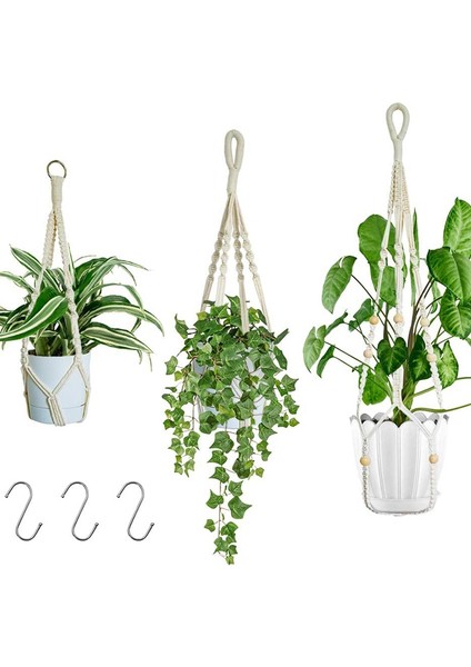 Adet Halat Askılı Saksı, Askılı Bitki Tutucu, Makrome Saksı Askısı ve Dış Mekan Dekorasyonu Için Askı Kancaları (Yurt Dışından)