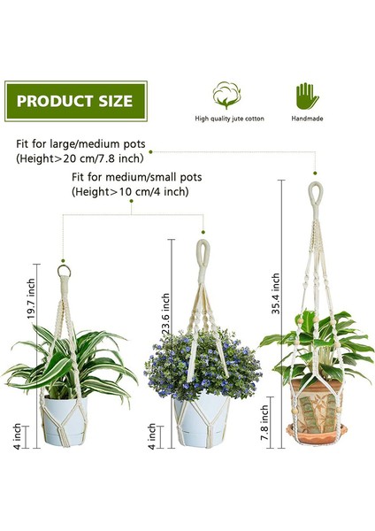 Adet Halat Askılı Saksı, Askılı Bitki Tutucu, Makrome Saksı Askısı ve Dış Mekan Dekorasyonu Için Askı Kancaları (Yurt Dışından) modelleri