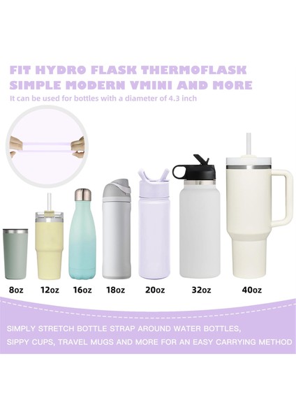 Yumuşak ve Dayanıklı Su Şişesi Tutucu, Askı, Boyun Askısı, Askılı Taşıyıcı - Çoğu 8-40OZ Su Şişesine Uyar, Açık Mor (Yurt Dışından) fırsatları