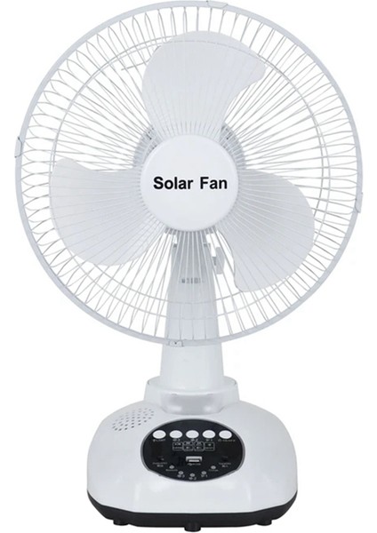 Kamp Için 12 Inç Güneş Enerjili Taşınabilir Şarj Edilebilir Fan, Güneş Paneli, 3 Vitesli Rüzgar Müzik Çalma LED Işığı, Ab Fişi (Yurt Dışından) modelleri