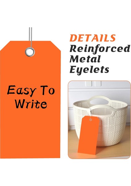 3/4 Inç x 2 3/8 Inç Neon Nakliye Etiketleri, Güçlendirilmiş Delikli Boş Ağır Hizmet Tipi Askılı Etiketler, Yazılabilir Bagaj Etiketleri, C (Yurt Dışından) fırsatları