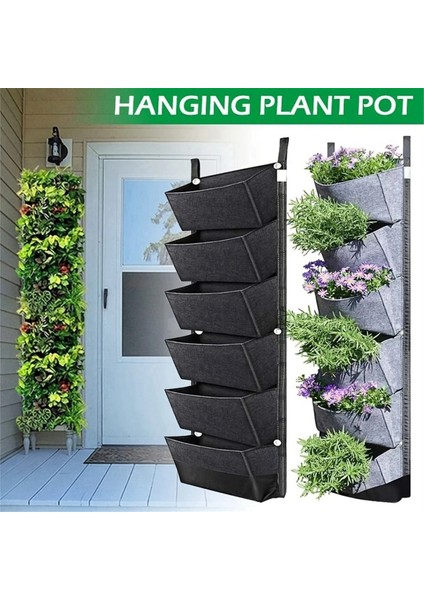 6 Cepli Bahçe Duvar Askılı Dikim Torbası Sebze Yeşil Bitki Yetiştirme Ekici Gri (Yurt Dışından) fiyatları