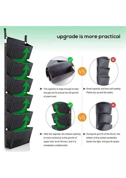 6 Cepli Bahçe Duvar Askılı Dikim Torbası Sebze Yeşil Bitki Yetiştirme Ekici Gri (Yurt Dışından) fırsatları