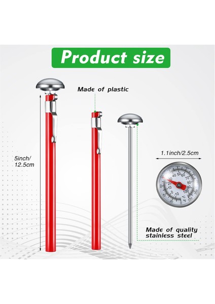 Kırmızı 5 Inç Uzun Saplı 1 Inç Kadranlı Termometre Süt Köpürtme Gıda Termometresi ile 6 Adet Paslanmaz Çelik Mutfak Termometresi (Yurt Dışından) fiyatları