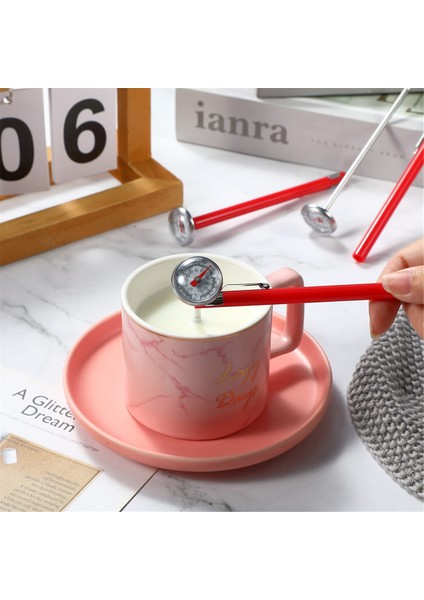 Kırmızı 5 Inç Uzun Saplı 1 Inç Kadranlı Termometre Süt Köpürtme Gıda Termometresi ile 6 Adet Paslanmaz Çelik Mutfak Termometresi (Yurt Dışından) indirimleri