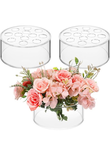 Yemek Masası Dekorasyonu Için 3 Adet Akrilik Çiçek Orta Parçası Düğün Yuvarlak Çiçek Vazosu 12 Delikli Orta Parça Vazolar (Yurt Dışından)