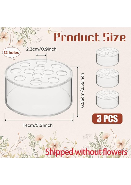 Yemek Masası Dekorasyonu Için 3 Adet Akrilik Çiçek Orta Parçası Düğün Yuvarlak Çiçek Vazosu 12 Delikli Orta Parça Vazolar (Yurt Dışından) fiyatları