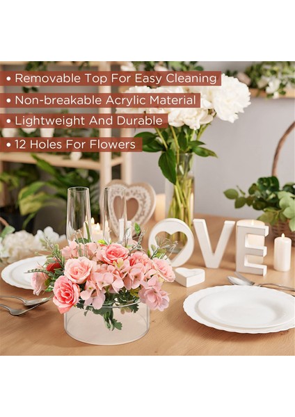 Yemek Masası Dekorasyonu Için 3 Adet Akrilik Çiçek Orta Parçası Düğün Yuvarlak Çiçek Vazosu 12 Delikli Orta Parça Vazolar (Yurt Dışından) fırsatları