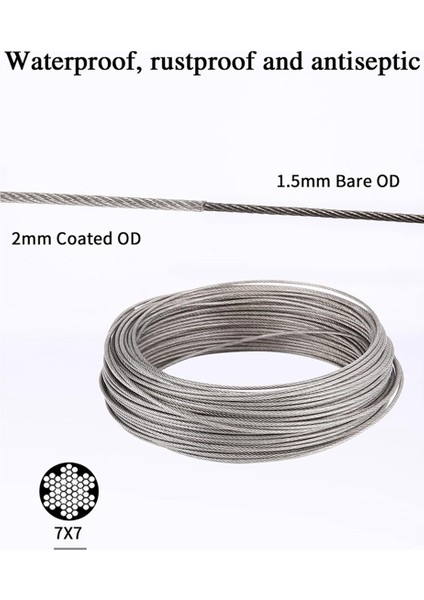 30M 2mm Tel Halat, Paslanmaz Çelik Bahçe Teli, Gergili Tel Gergisi, Tırmanıcı Bitkiler, Çit ve Işık Zincirleri Için (Yurt Dışından) modelleri