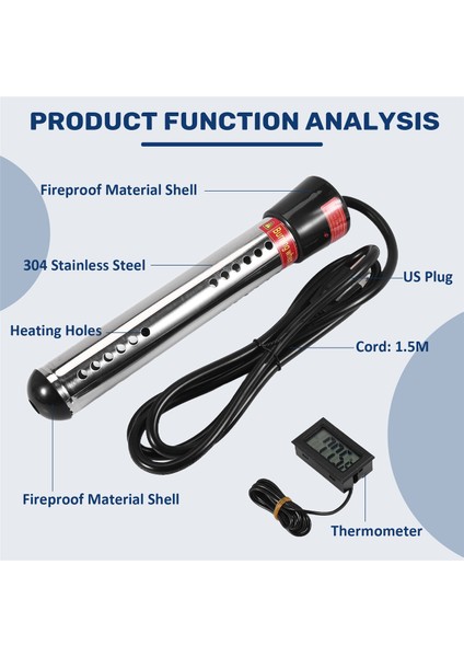 Daldırma Isıtıcı, Taşınabilir Elektrikli Dalgıç Anında Su Isıtıcısı, Yüzme Havuzu Küveti ve Abd Fişinde Kullanılır (Yurt Dışından) indirimleri