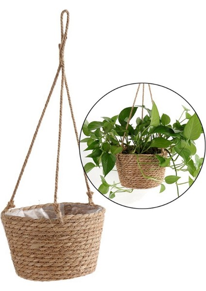 Bahçe Askılı Saksı Makrome Bitki Saklama Sepeti Jüt Halat Dokuma Iç Mekan Dış Mekan Çiçek Saksısı Tutucu Gri M (Yurt Dışından) modelleri