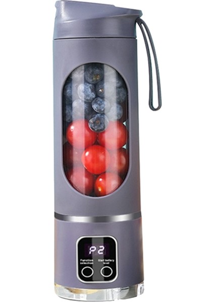 USB Şarj Edilebilir Taşınabilir Blender 8 Bıçaklı Mini Buz Kırıcı Dijital Ekranlı 3 Modlu Taşınabilir Blender Mor (Yurt Dışından)