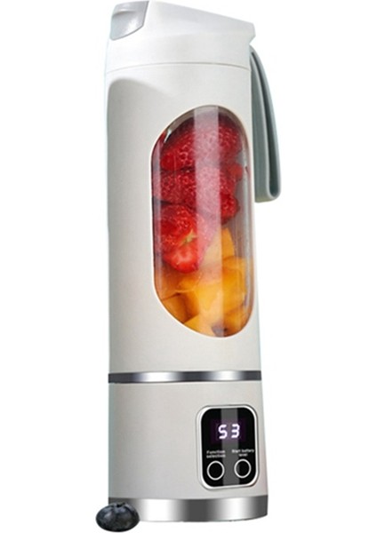 USB Şarj Edilebilir Taşınabilir Blender 8 Bıçaklı Mini Buz Kırıcı Dijital Ekranlı 3 Modlu Taşınabilir Blender Beyaz (Yurt Dışından)