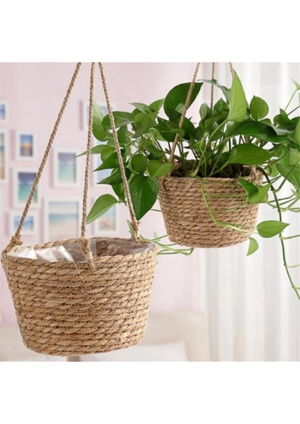 Bahçe Askılı Saksı Makrome Bitki Saklama Sepeti Jüt Halat Dokuma İç Mekan Dış Mekan Çiçek Saksısı Tutucu Kahve Rengi M (Yurt Dışından) fiyatları