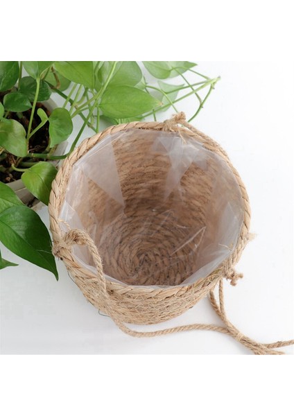 Bahçe Askılı Saksı Makrome Bitki Saklama Sepeti Jüt Halat Dokuma İç Mekan Dış Mekan Çiçek Saksısı Tutucu Kahve Rengi M (Yurt Dışından) fırsatları