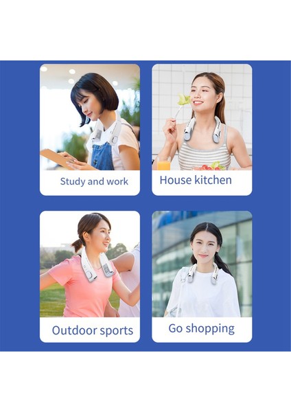 2400MAH Askılı Boyun Fanı Katlanır Tembel Kanatsız Askılı Boyun Mini Fan Turbo Fırçasız Sessiz Spor Askılı Boyun Fanı, A (Yurt Dışından)