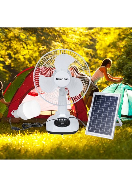 Kamp Için 12 Inç Güneş Enerjili Taşınabilir Şarj Edilebilir Fan, Güneş Paneli, 3 Vitesli Rüzgar Müzik Çalma LED Işığı, Ingiltere Fişi (Yurt Dışından) fiyatları