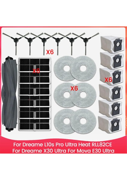 Dreame L10S Pro Ultra Heat RLL82CE, Dreame X30 Ultra, Mova E30 Ultra Vakum Ana Yan Fırça Hepa Filtre Paspas Toz Torbası (Yurt Dışından)