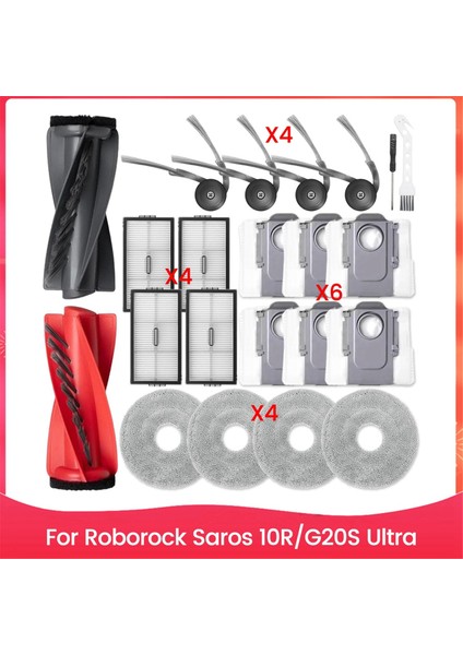 Roborock Saros 10R/G20S Ultra Elektrikli Süpürge Yedek Parçaları Için 22 Adet Vakum Fırçası Filtre Toz Torbası ve Paspas Bezi Seti (Yurt Dışından)