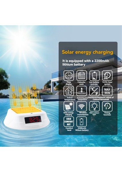 Yüzen Havuz Termometresi Güneş Enerjili Havuz Termometresi Rgb Atmosfer Işıklı Yüzme Havuzu LED Dijital Su Termometresi (Yurt Dışından) indirimleri