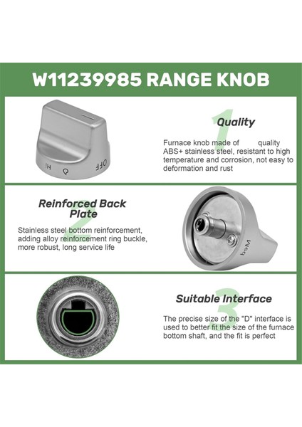 W11239985 Ocak Kontrol Düğmeleri, W11239985 Whirlpool Için Ocak Düğmeleri Yedekleri, W10850015 Yedek Düğmeler 1 Adet (Yurt Dışından) fırsatları