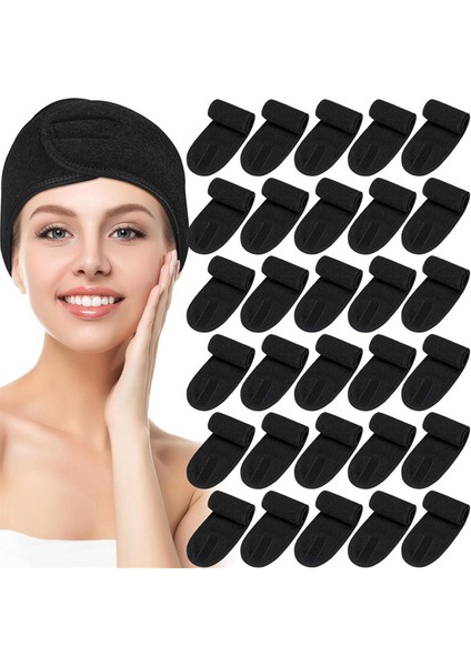 30 Paket Spa Baş Bandı Yüz Estetisyeni Saç Sarma Kadınlar Için Ayarlanabilir Makyaj Spor Duş Germe Havlusu Siyah (Yurt Dışından) fiyatları