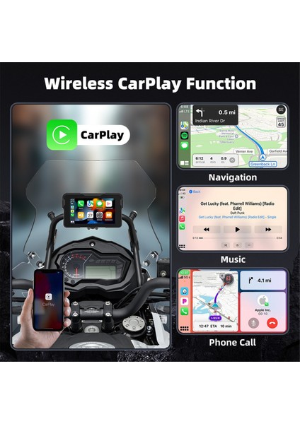 5.0 Inç Kablosuz Carplay Moto Android Auto Taşınabilir Dijital Gösterge Paneli Navigasyon Ekranı (Yurt Dışından) indirimleri