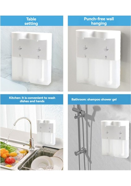300ML Otomatik Sensörlü Çift Sabunluk USB Şarjlı Sabunluk 3 Seviye Ayarlanabilir Duvara Monte Banyo, B (Yurt Dışından) modelleri