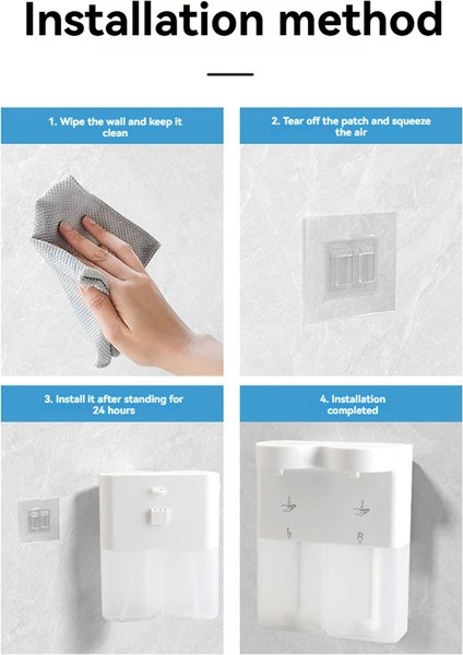 300ML Otomatik Sensörlü Çift Sabunluk USB Şarjlı Sabunluk 3 Seviye Ayarlanabilir Duvara Monte Banyo, B (Yurt Dışından) fırsatları