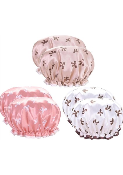 Çift Katmanlı Su Geçirmez Duş Bonesi Kirlenme Önleyici Mutfak Saç Örtüsü Banyo Banyo Şapkası Elastik Rahat (Yurt Dışından)